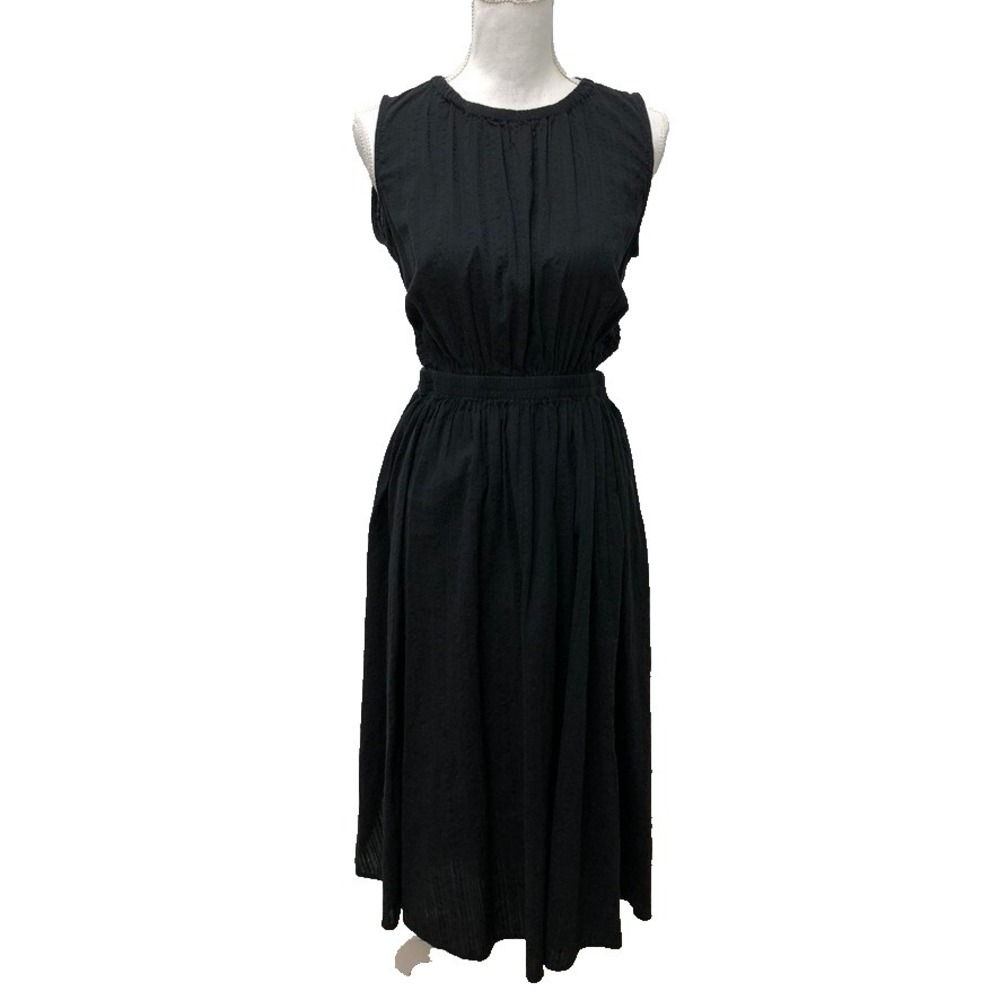 MNG Mango Flared Midi Dress Womens 6 Black Cut Out Party Summer Resort Vacation